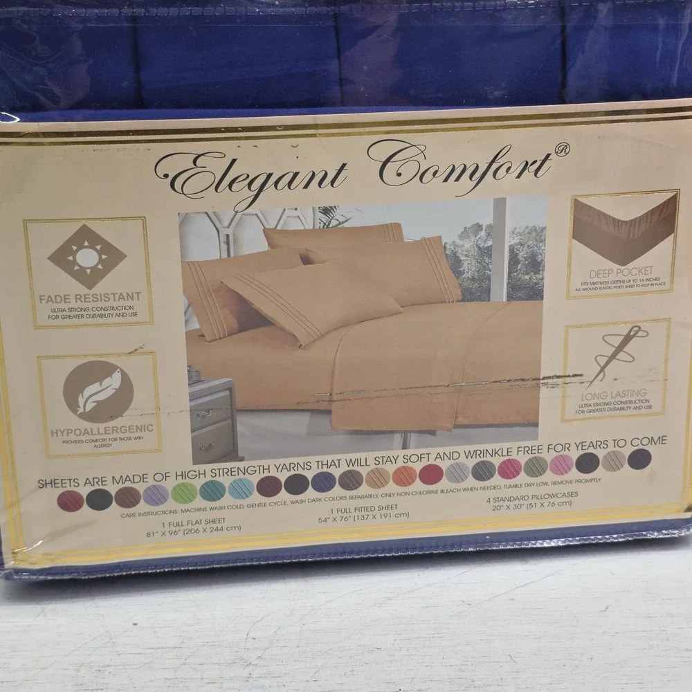 Elegant Comfort Full Bed Sheet Set 6 Pc 1500 Count Egyptian Cotton Deep Pocket